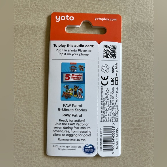 Yoto card: Paw Patrol 5-Minute stories - Picture 2 of 2